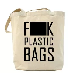 Сумка-мешок белая - Fuck Plastic Bags