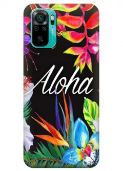 Чехол для Xiaomi Redmi Note 10 с картинкой - Aloha Flowers