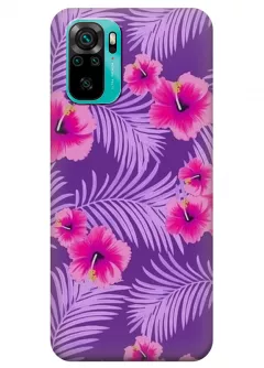 Xiaomi Redmi Note 10 силиконовый чехол с картинкой - Тропические цветочки