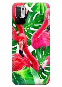 Xiaomi Note 10 5G силиконовый чехол с картинкой - Розовые фламинго