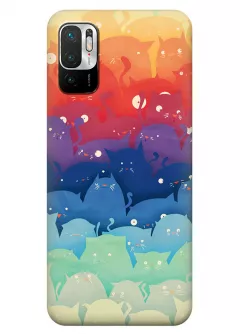 Xiaomi Redmi Note 10 5G силиконовый чехол с картинкой - Кошачья вечеринка
