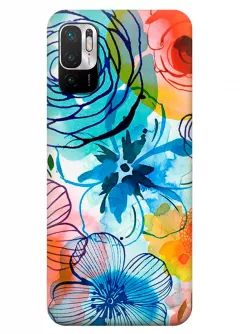 Redmi Note 10 5G силиконовый чехол с картинкой - Арт цветы