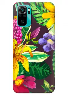 Xiaomi Note 10s силиконовый чехол с картинкой - Яркие цветочки