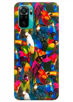 Redmi Note 10S силиконовый чехол с картинкой - Попугайчики