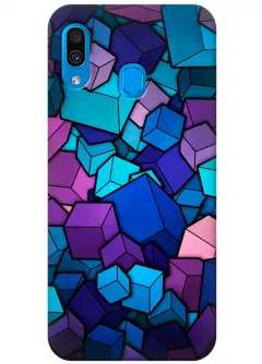 Чехол для Galaxy A30 - Синие кубы