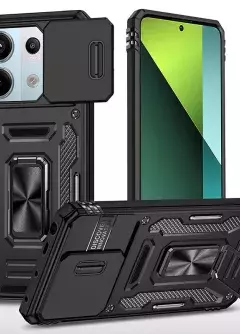 Ударопрочный чехол Camshield Army Ring для Xiaomi Redmi Note 13 Pro 5G || Xiaomi Poco X6, Черный / Black