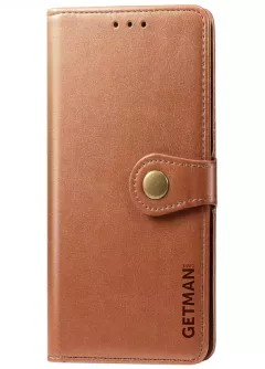 Кожаный чехол книжка GETMAN Gallant (PU) для Samsung Galaxy A41, Коричневый
