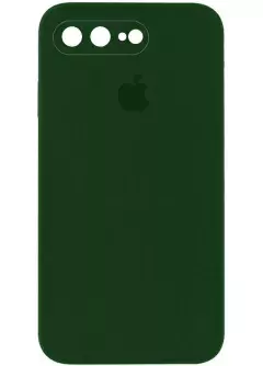 Чехол Silicone Case Square Full Camera Protective (AA) для Apple iPhone 7 plus || Apple iPhone 8 plus, Зеленый / Army green