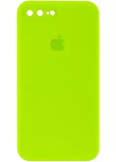 Чехол Silicone Case Square Full Camera Protective (AA) для Apple iPhone 7 plus || Apple iPhone 8 plus, Салатовый / Neon green