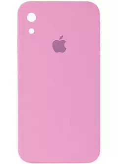 Чехол Silicone Case Square Full Camera Protective (AA) для Apple iPhone XR (6.1"), Розовый / Light pink