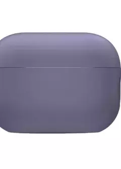Силиконовый футляр с микрофиброй для наушников Airpods Pro 2, Серый / Lavender Gray