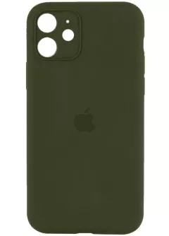 Уценка Чехол Silicone Case Full Camera Protective (AA) для Apple iPhone 12 (6.1"), Вскрытая упаковка / Зеленый / Dark Olive