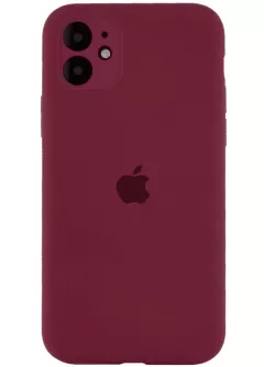 Уценка Чехол Silicone Case Full Camera Protective (AA) для Apple iPhone 12 (6.1"), Вскрытая упаковка / Бордовый / Plum