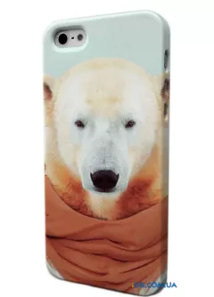 Качественный 3D кейс для iPhone 5/4S/4 - Белый медведь