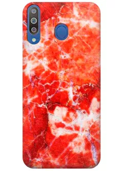 Чехол для Galaxy M30 - Красный  мрамор