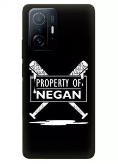 Наладка для Сяоми 11Т из силикона - Ходячие мертвецы The Walking Dead Property of Negan White Logo черный чехол