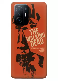 Наладка для Сяоми 11Т из силикона - Ходячие мертвецы The Walking Dead постер с названием в векторном стиле оранжевый чехол