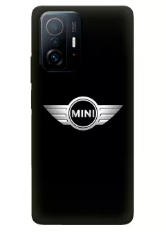 Бампер для Xiaomi 11T Pro из силикона - Mini Мини классический логотип крупным планом на черном фоне черный чехол