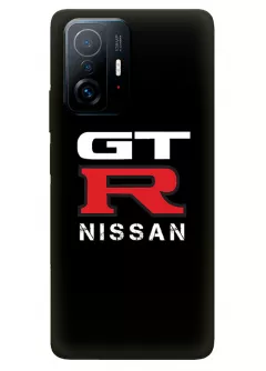 Наладка для Xiaomi 11T Pro из силикона - Nissan Ниссан логотип GTR вектор-арт на черном фоне черный чехол