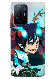 Чехол для Сяоми 11Т Про из силикона - Синий Экзорцист Blue Exorcist Ao no Exorcist Рин Окумура улыбается крупным планом