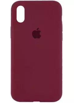 Чехол Silicone Case Full Protective (AA) для Apple iPhone X || Apple iPhone XS, Бордовый / Plum
