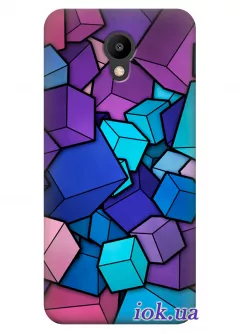 Чехол для Meizu M6 - Фиолетовые кубики
