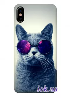 Чехол для iPhone X - Кот в космо очках