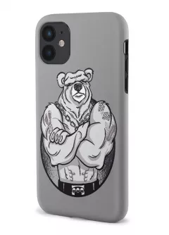 iPhone 12 гибридный противоударный чехол с картинкой - Крутой медведь