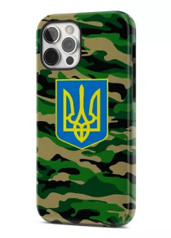 iPhone 12 Pro гибридный противоударный чехол с картинкой - Хаки Герб Украины