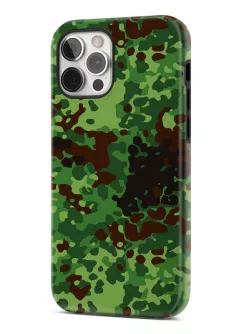iPhone 12 Pro гибридный противоударный чехол с картинкой - Зеленый камуфляж