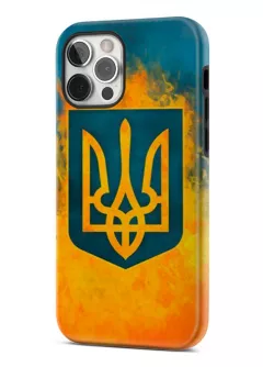 iPhone 12 Pro гибридный противоударный чехол с картинкой - Огненный Герб Украины