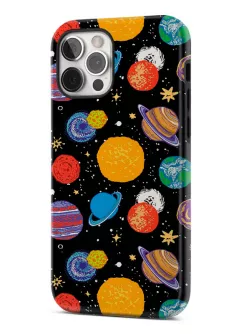 iPhone 12 Pro гибридный противоударный чехол с картинкой - Разноцветная галактика