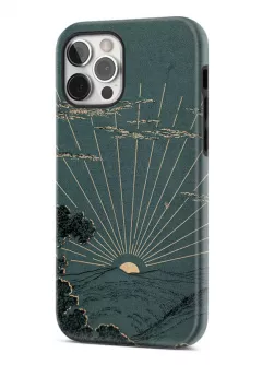 iPhone 12 Pro гибридный противоударный чехол с картинкой - Восход в горах