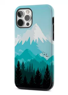 iPhone 12 Pro гибридный противоударный чехол с картинкой - Снежные вершины