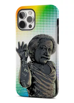 iPhone 12 Pro гибридный противоударный чехол с картинкой - Энштейн