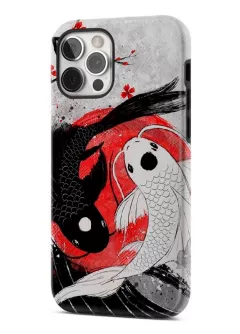 iPhone 12 Pro Max гибридный противоударный чехол с картинкой - Рыбки инь-янь