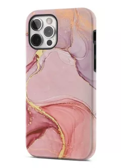 iPhone 12 Pro Max гибридный противоударный чехол с картинкой - Розовый камень