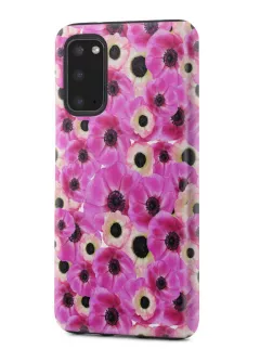 Samsung Galaxy Note 20 гибридный противоударный чехол с картинкой - Розовые цветочки