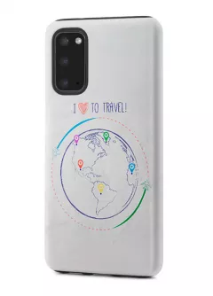 Samsung Galaxy Note 20 гибридный противоударный чехол с картинкой - Люблю путешествовать