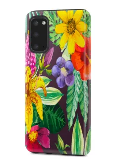 Samsung Galaxy Note 20 гибридный противоударный чехол с картинкой - Яркие цветочки