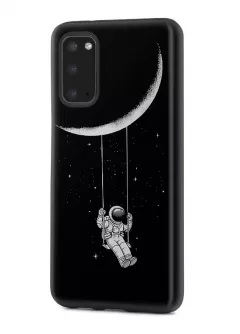 Samsung Galaxy Note 20 гибридный противоударный чехол с картинкой - Качеля на луне