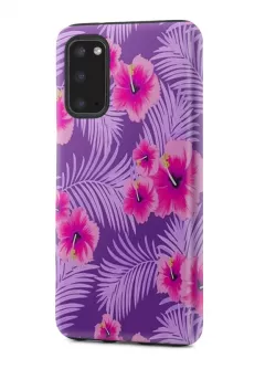 Samsung Galaxy Note 20 гибридный противоударный чехол с картинкой - Тропические цветочки