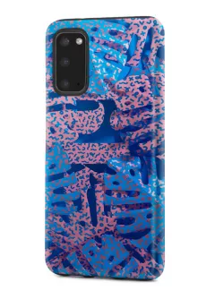Samsung Galaxy S20 гибридный противоударный чехол с картинкой - Голубые листья