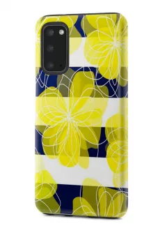 Samsung Galaxy S20 гибридный противоударный чехол с картинкой - Желтые цветы