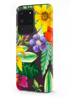 Samsung Galaxy S20 Ultra гибридный противоударный чехол LoooK с картинкой - Яркие цветочки