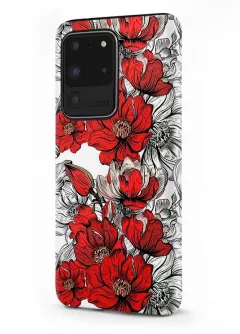 Samsung Galaxy S20 Ultra гибридный противоударный чехол LoooK с картинкой - Красный мак