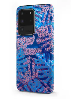 Samsung Galaxy S20 Ultra гибридный противоударный чехол LoooK с картинкой - Голубые листья