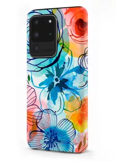 Samsung Galaxy S20 Ultra гибридный противоударный чехол LoooK с картинкой - Арт цветы