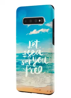 Samsung Galaxy S10 гибридный противоударный чехол LoooK с картинкой - Let the sea