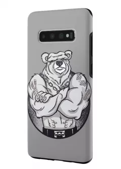 Samsung Galaxy S10 гибридный противоударный чехол LoooK с картинкой - Крутой медведь